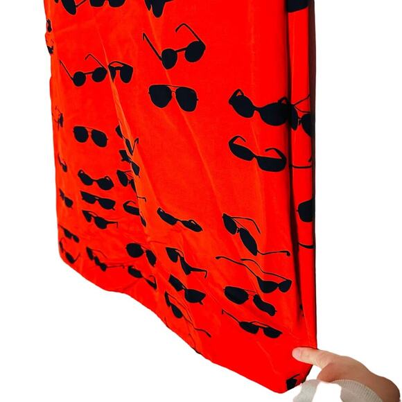 VICTORIA VICTORIA BECKHAM Red Printed Sunglasses One Shoulder Dress Size 4 - Picture 13 of 14